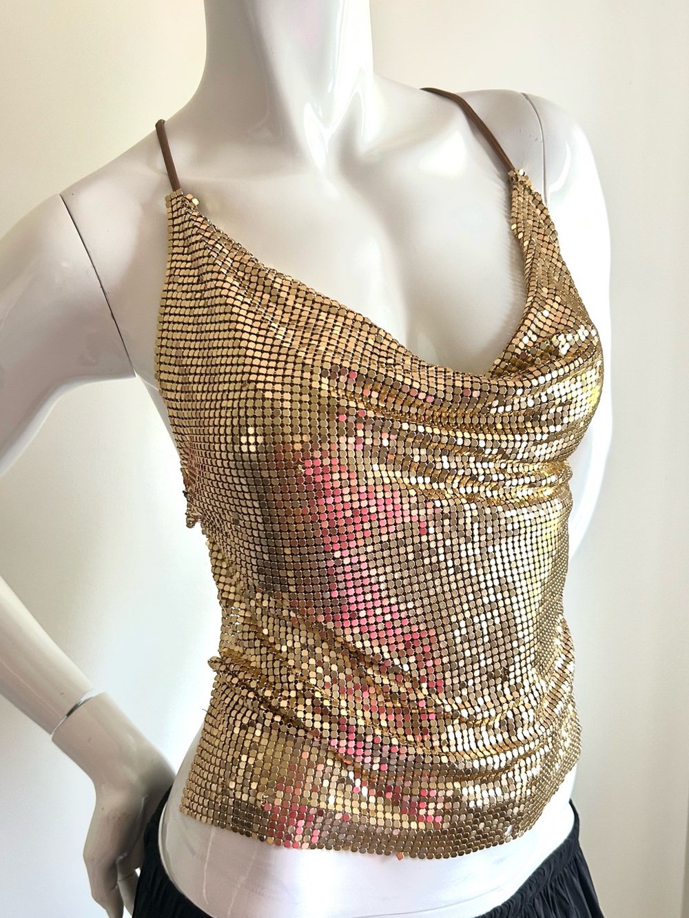 XOXO Gold Sequin Draped Halter